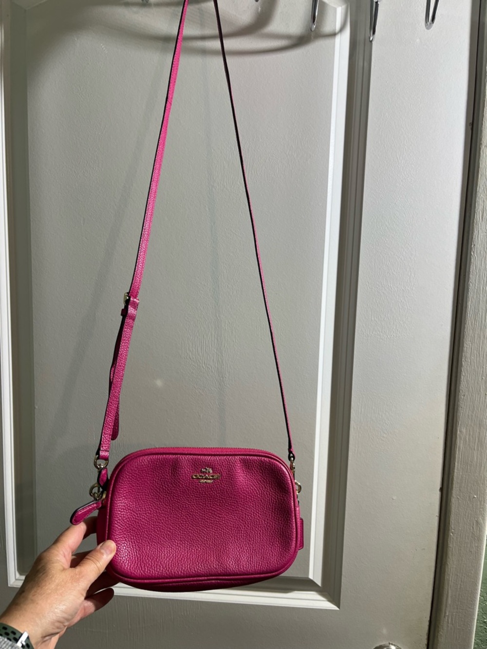 Coach Pebbled Leather Crossbody in Bright Pink - Picture 3 of 10